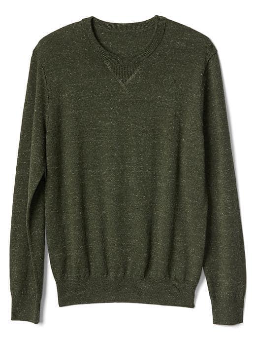 Gap Men Heathered Crew Sweater - Olive Heather