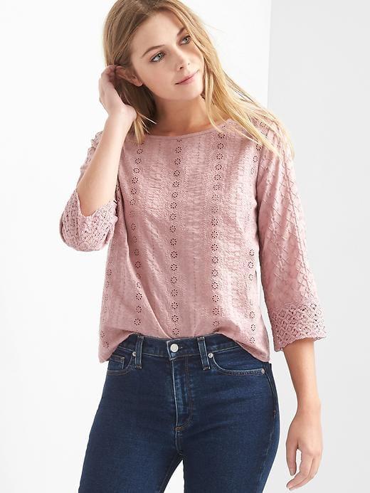 Gap Eyelet Boatneck Top - Princess Pink