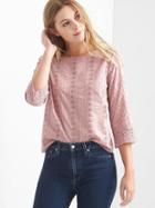 Gap Eyelet Boatneck Top - Princess Pink