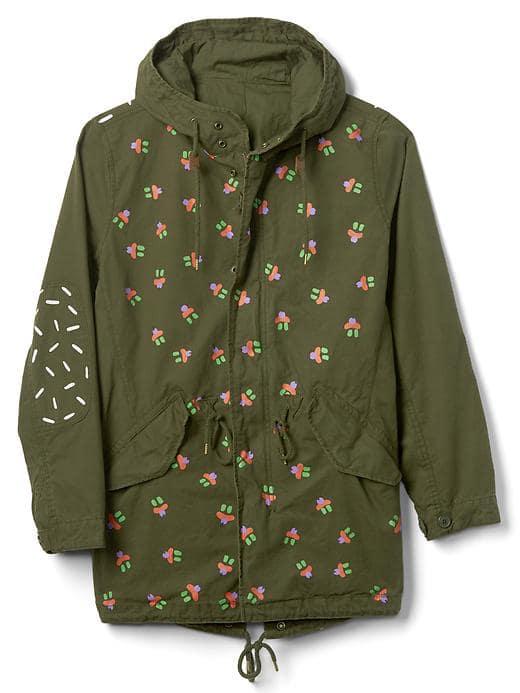 Gap Men X Red Unisex Hooded Print Parka - Holly