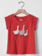 Gap Embellished Graphic Shirred Tee - Red