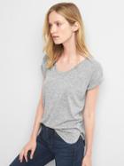 Gap Women Softspun Roll Sleeve Tee - Light Grey Marle