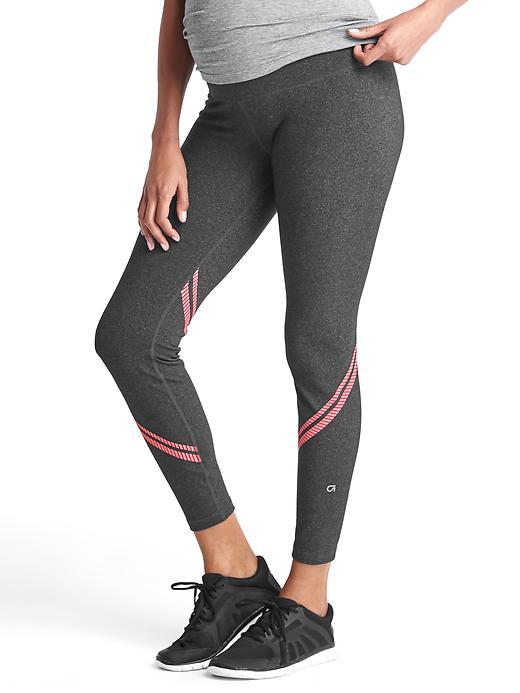 Gap Women Gapmaternity Gapfit Gfast Full Panel Reflective Stripe Leggings - Charcoal Gray