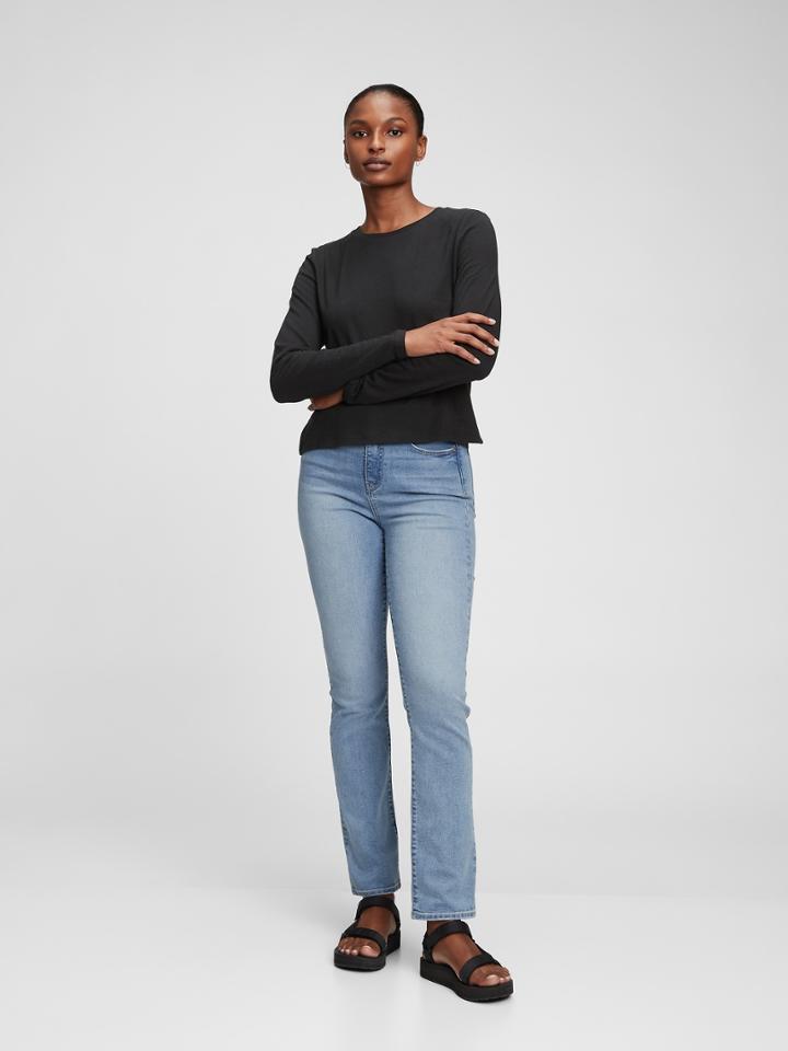 High Rise Classic Straight Leg Jeans With Washwell