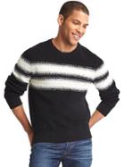Gap Men Gradient Chest Stripe Crewneck Sweater - Black/white