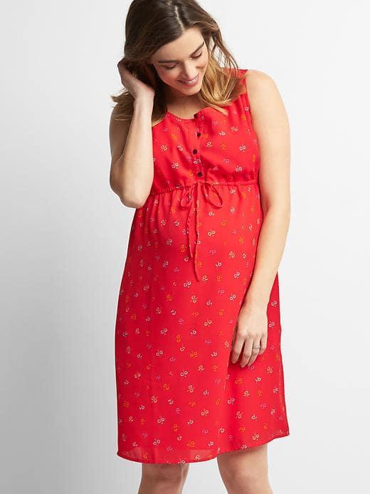 Gap Women Floral Sleeveless Shirtdress - Hula Red