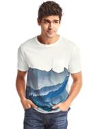 Gap Men Painted Mountain Graphic Pocket Tee - New Off White