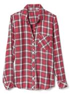 Gap Women Plaid Drapey Shirt - Red Plaid