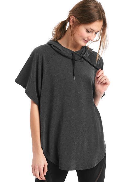 Gap Women Gapfit Breathe Hooded Poncho - Charcoal Gray