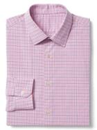 Gap Women Poplin Shadow Plaid Slim Fit Shirt - Beach Pink