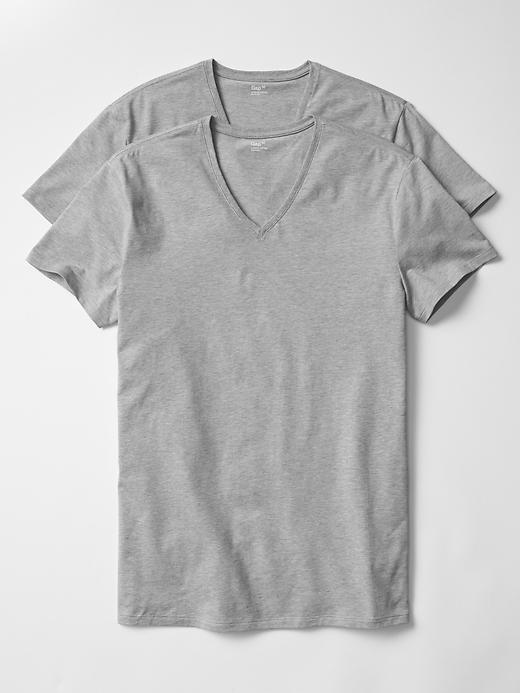 Gap Men Stretch V Neck T Shirts 2 Pack - Grey Heather