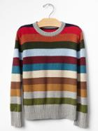 Gap Holiday Stripe Crewneck Sweater - Red Multi Stripe