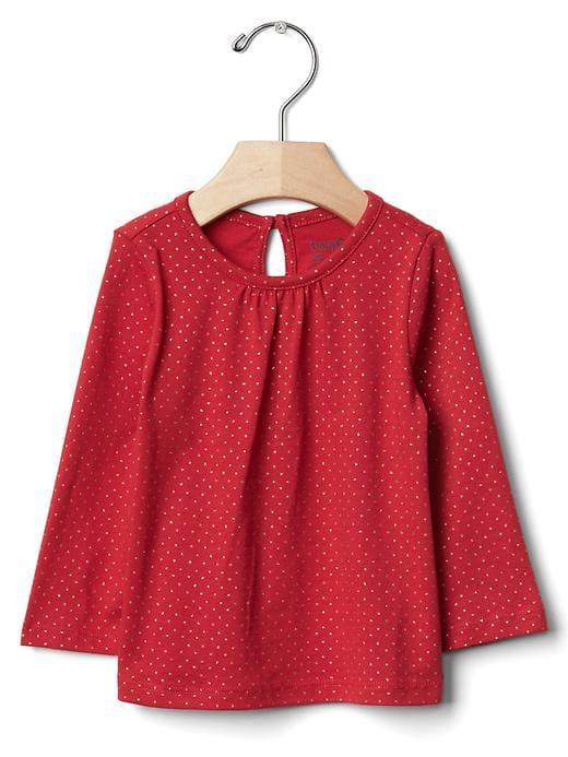 Gap Polka Dot Keyhole Tee - Modern Red