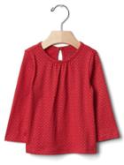 Gap Polka Dot Keyhole Tee - Modern Red