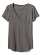 Gap Women Vintage Wash V Neck Tee - Pavement