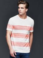 Gap Men Vintage Wash Painterly Stripe T Shirt - Orange Stripe
