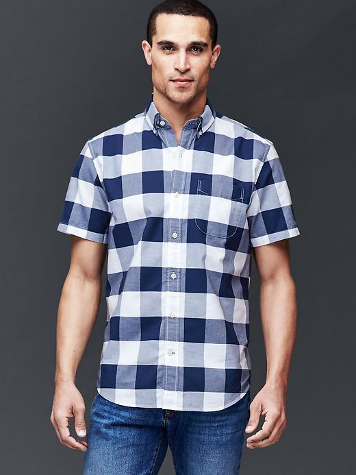 Gap Men Large Gingham Oxford Shirt - Comet Blue