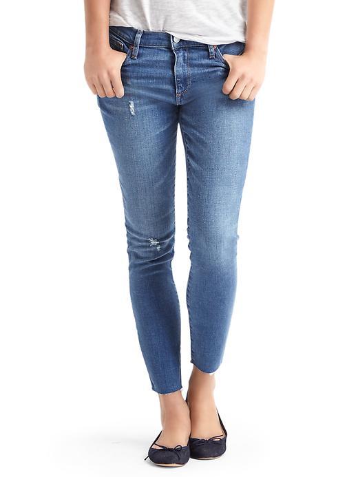 Gap Women Authentic 1969 True Skinny Ankle Jeans - Riptide Blue Destroy