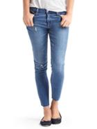 Gap Women Authentic 1969 True Skinny Ankle Jeans - Riptide Blue Destroy