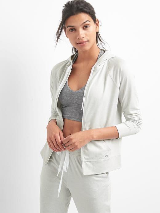 Gap Women Brushed Jersey Zip Hoodie - Oatmeal Heather