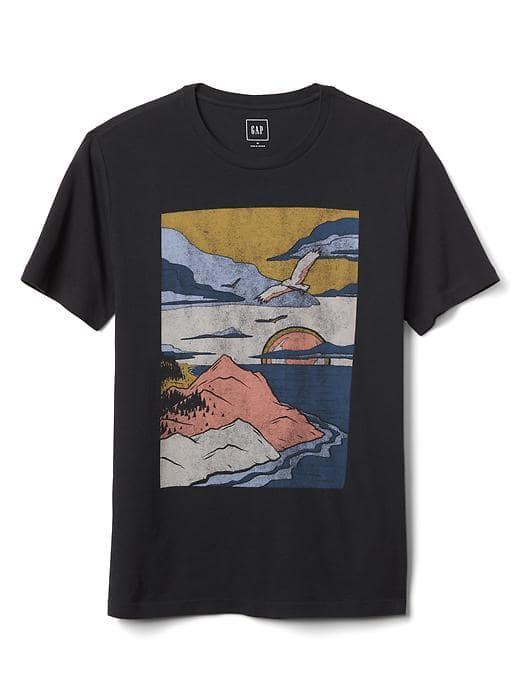 Gap Men Short Sleeve Graphic Tee - Painted Ocean