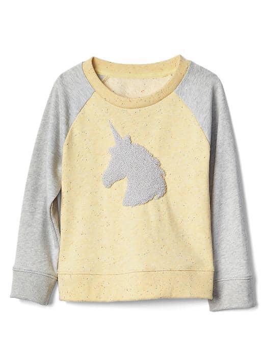Gap Texture Graphic Raglan Sweatshirt - Unicorn
