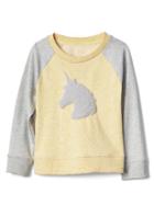 Gap Texture Graphic Raglan Sweatshirt - Unicorn