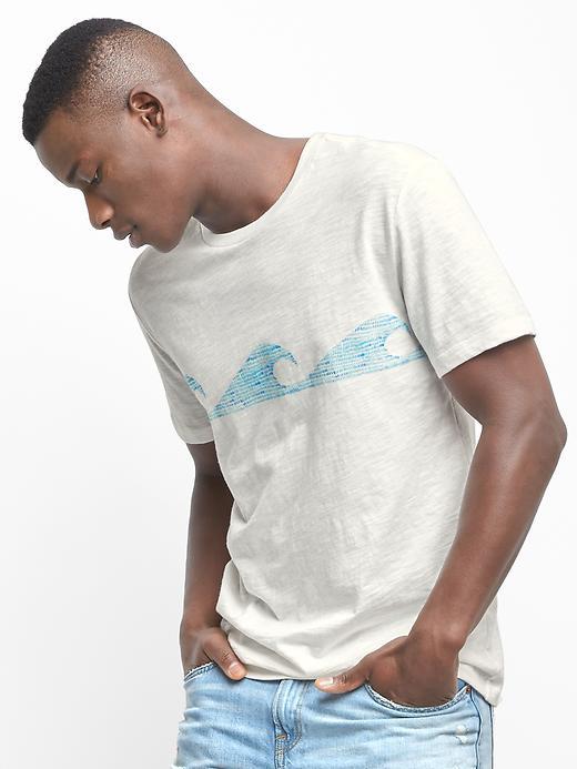 Gap Men Wave Graphic Tee - New Off White