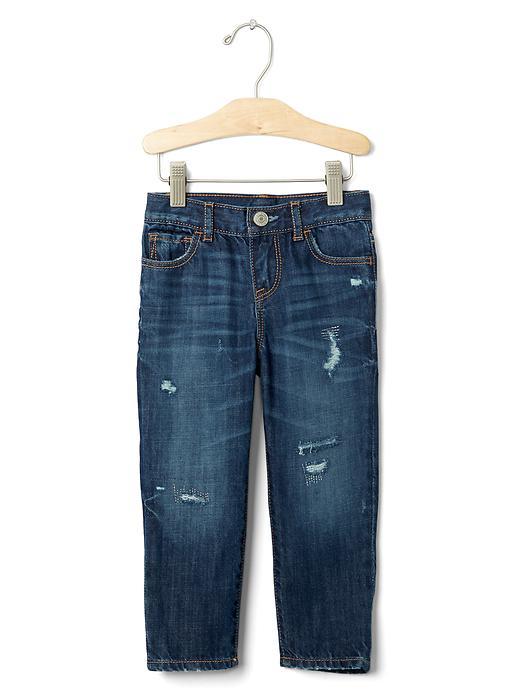 Gap 1969 Denim Girlfriend Jeans - Indigo Destroy