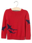 Gap Intarsia Graphic Crew Sweater - Modern Red