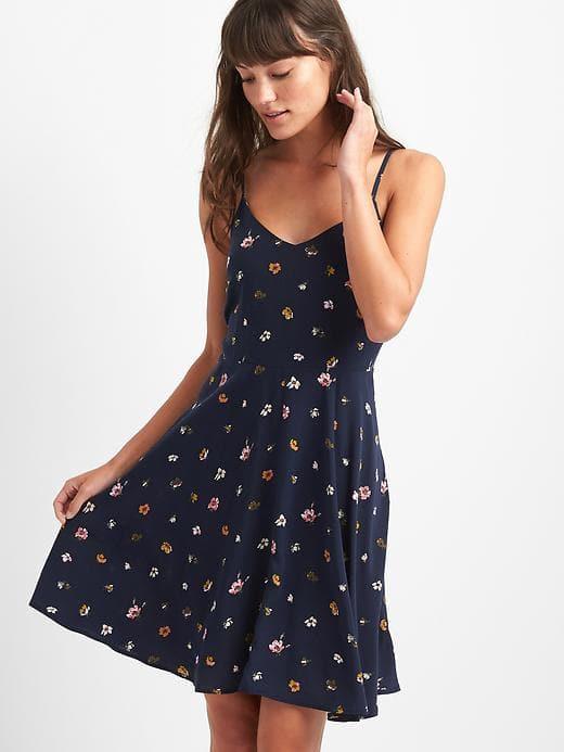 Gap Women Cami Fit And Flare Dress - Navy Floral