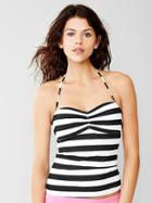 Gap Women Tankini Top - Black W/white Stripes