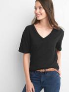 Gap Women V Neck Pocket Tee - True Black