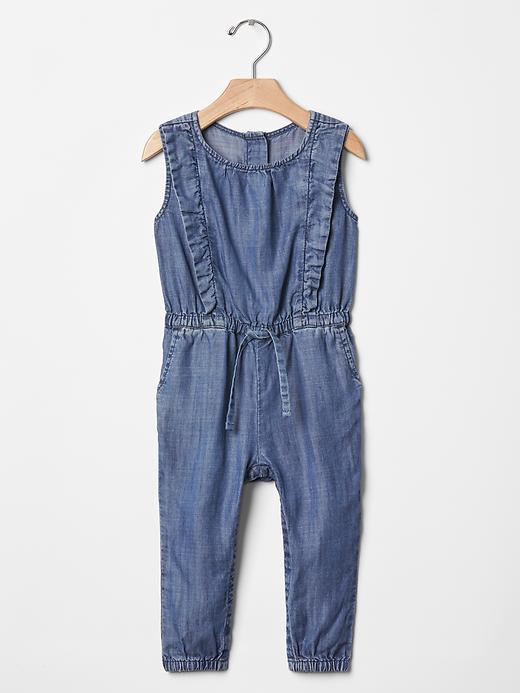 Gap 1969 Chambray Ruffle Romper - Denim