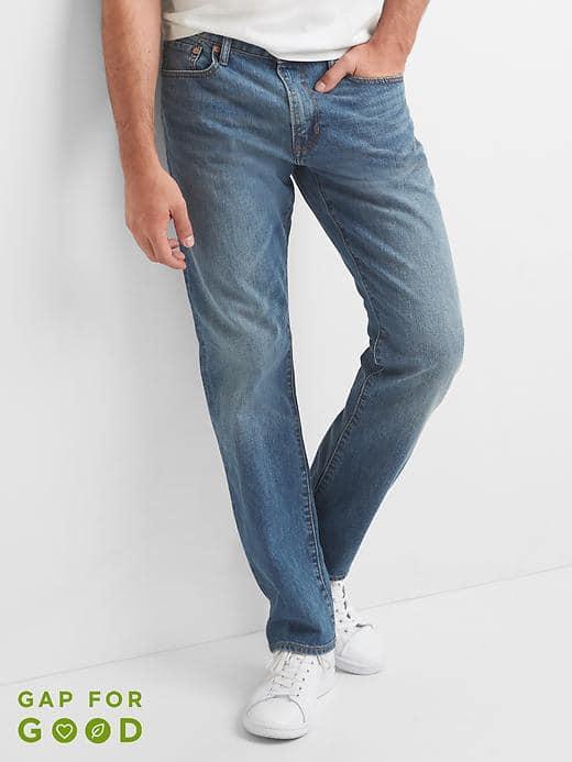 Gap Men Washwell Straight Fit Jeans Stretch - Bright Medium