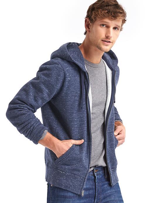 Gap Men Brushed Fleeze Zip Hoodie - Navy Heather