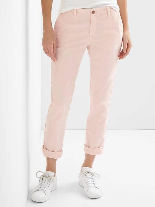Gap Women Girlfriend Twill Stripe Chinos - Pink Cameo