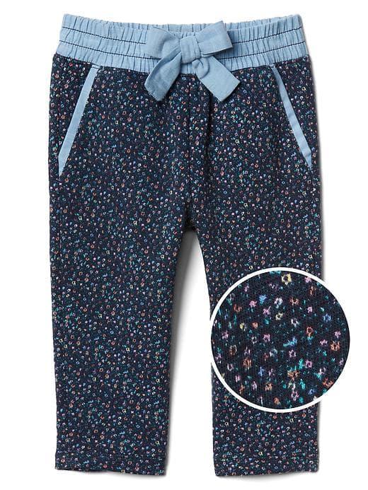 Gap Women Mix Fabric Capri Joggers - Navy Floral