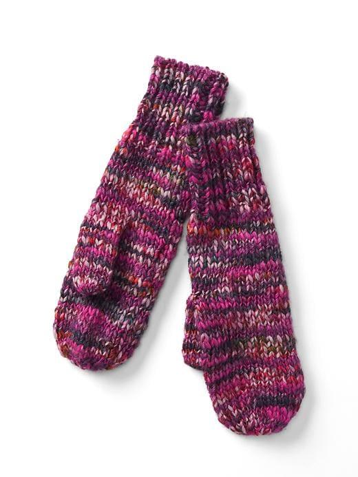 Gap Women Multi Color Marled Mittens - Pink Multi