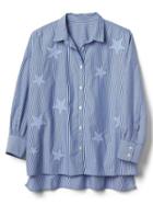 Gap Women Stripe Star Patch Shirt - Blue Stripe