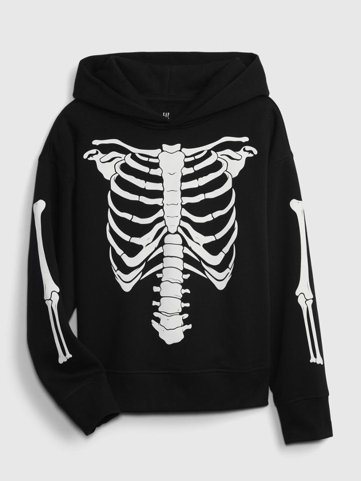 Kids Glow-in-the-dark Skeleton Pull-on Hoodie