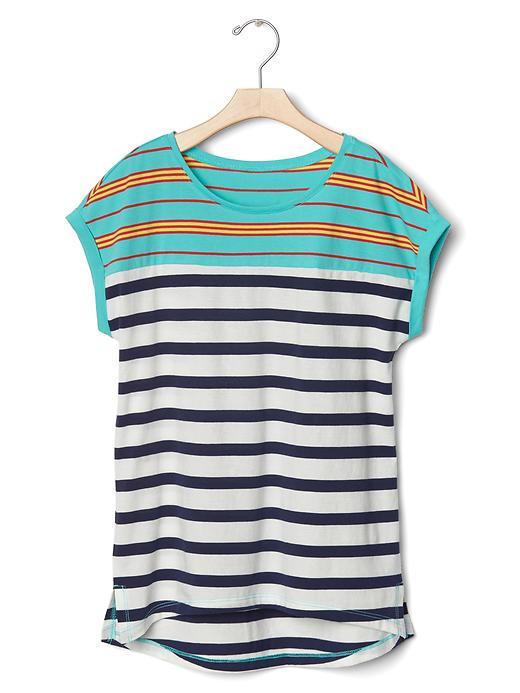 Gap Multi Stripe Hi Lo Tee - Turquoise Stripe