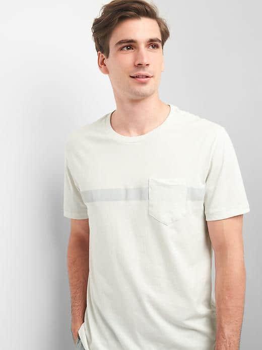 Gap Men Chest Stripe Crewneck Tee - Carls Stone