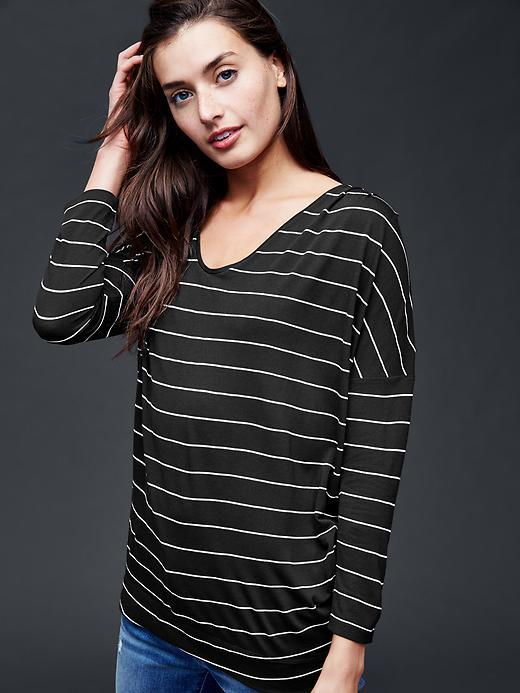 Gap Scoop Neck Stripe Tunic - True Black