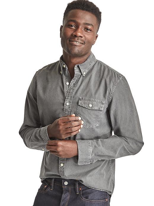 Gap Men Oxford Standard Fit Shirt - Cast Iron