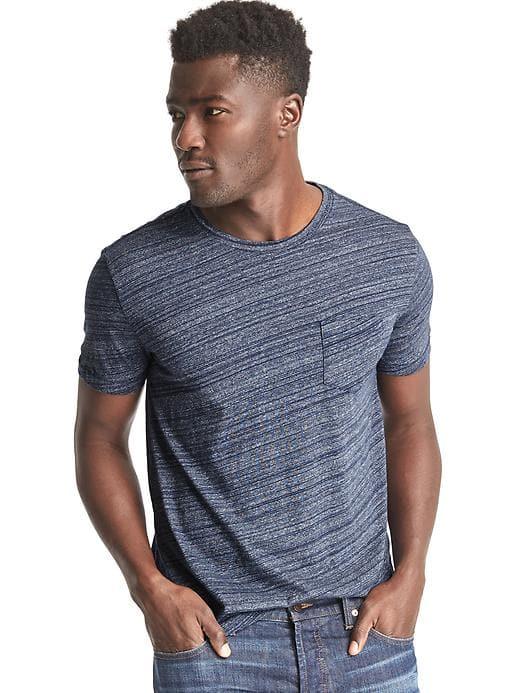 Gap Men Essential Spacedye Pocket Tee - Navy Space Dye