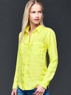 Gap Women Linen Boyfriend Shirt - Limon