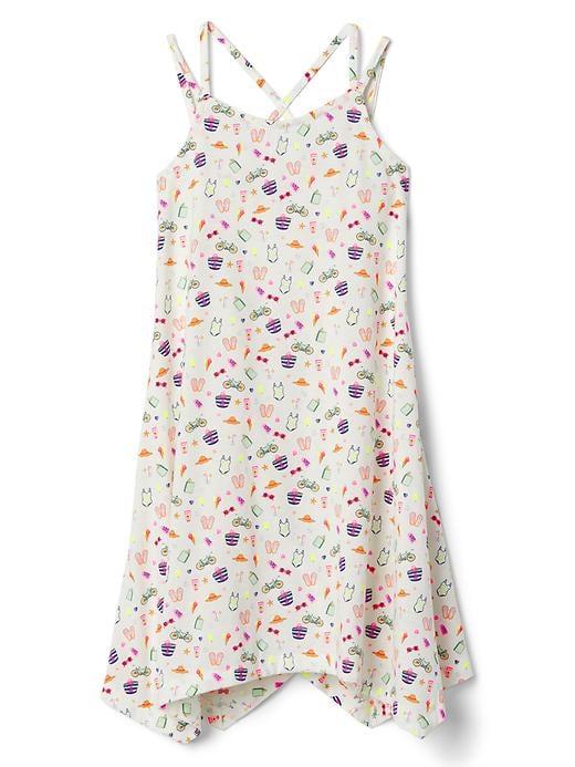 Gap Print Double Strap Handkerchief Dress - New Off White