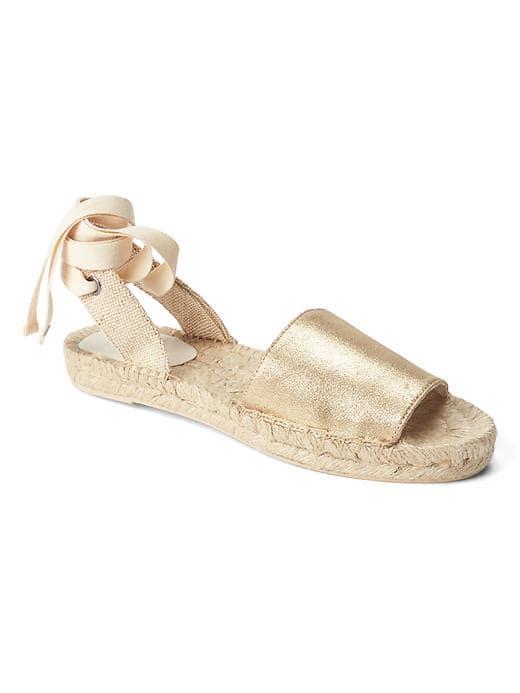 Gap Women Metallic Lace Up Espadrille - Gold