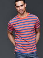 Gap Men Vintage Wash Multi Stripe T Shirt - Orange Stripe